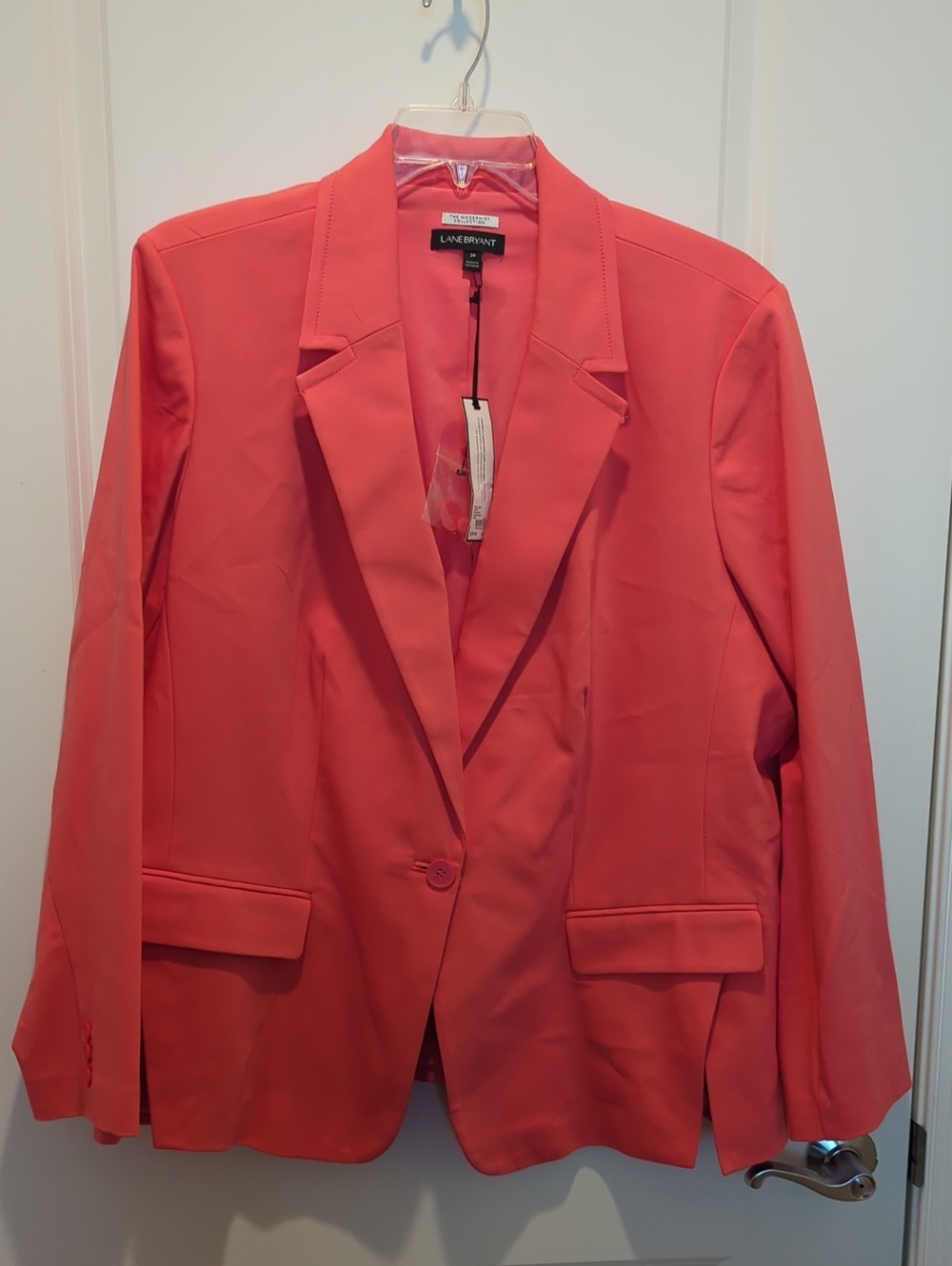 NWT Lane Bryant Modernist Collection Coral Single-Button Blazer Size 28